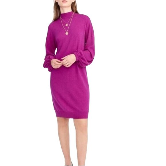 Universal Standard X J.Crew Mockneck Wool Blend Raspberry Sweater Dress Size M - Picture 1 of 7